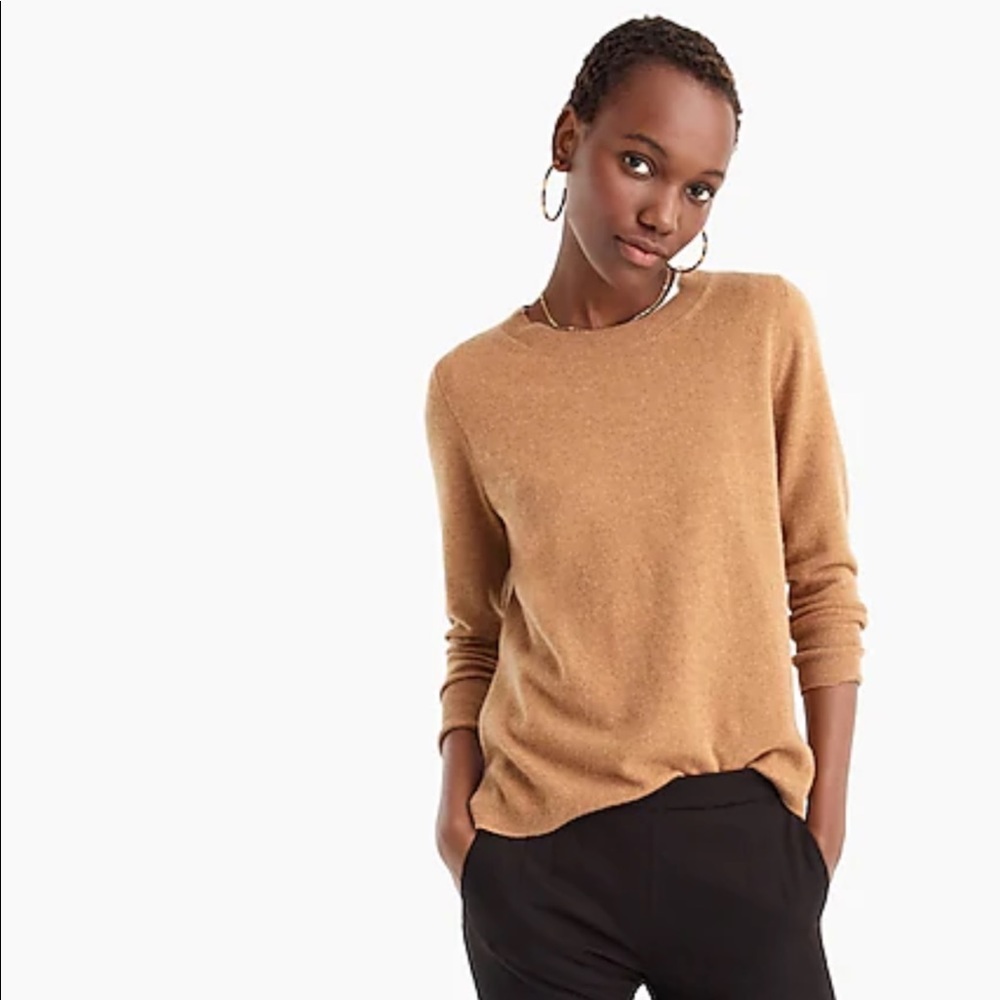 J. Crew Cashmere crewneck sweater in Heather Camel